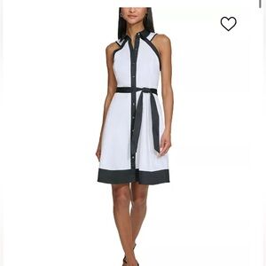 KARL LAGERFELD PARIS
Women's Contrast-Trim Sleeveless Shirtdress